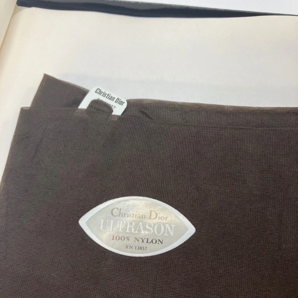 Vintage Christian Dior Les Bas Ultra‎ Derby Brown Nylon Stockings 9 S New READ
